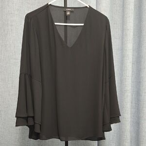 Alfani Black Layered V-Neck Blouse